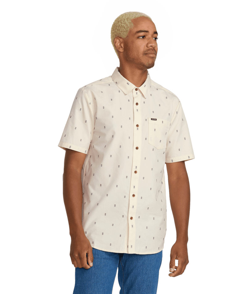 VOLCOM Bankstone Short Sleeve Button Up Dirty White Men's Long Sleeve Button Up Shirts Volcom 