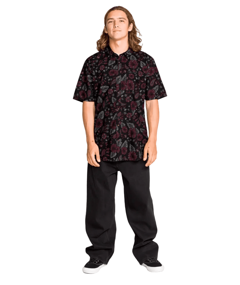 VOLCOM Scaler Stone Short Sleeve Button Up Black Men's Short Sleeve Button Up Shirts Volcom 