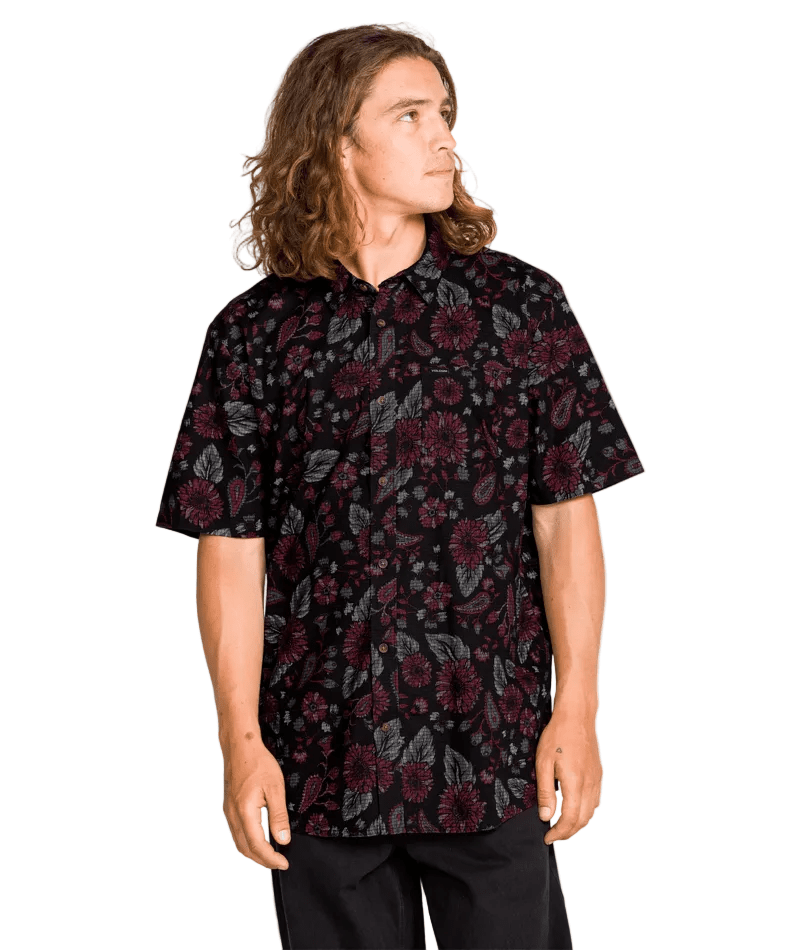 VOLCOM Scaler Stone Short Sleeve Button Up Black Men's Short Sleeve Button Up Shirts Volcom 