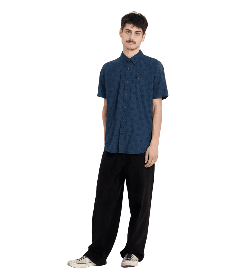 VOLCOM Scaler Stone Short Sleeve Button Up Midnight Blue Men's Short Sleeve Button Up Shirts Volcom 