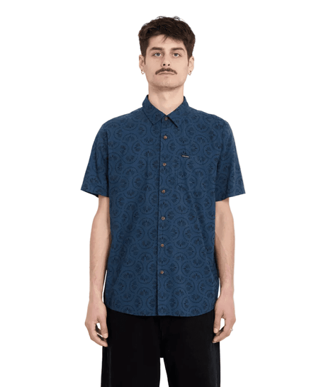 VOLCOM Scaler Stone Short Sleeve Button Up Midnight Blue Men's Short Sleeve Button Up Shirts Volcom 