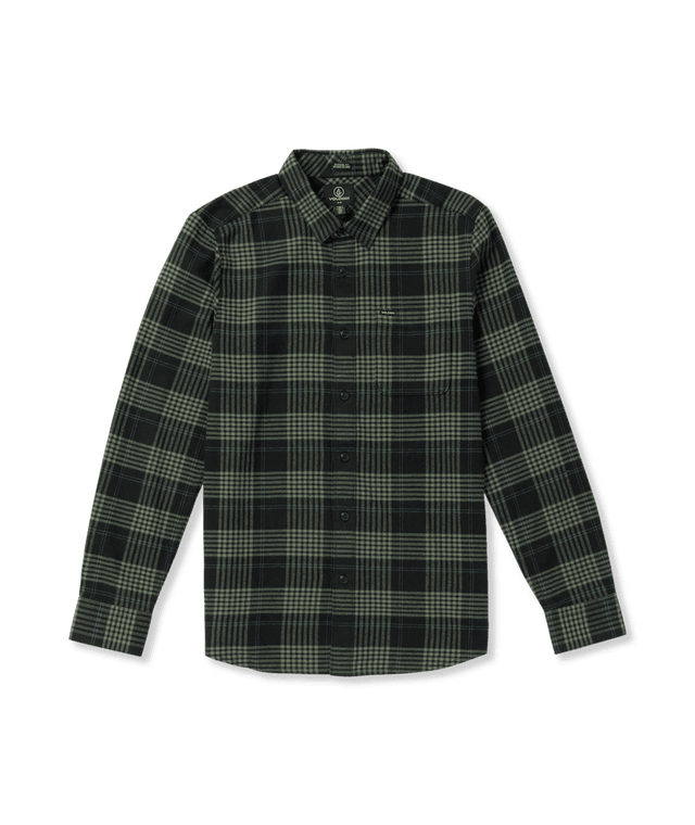 VOLCOM Caden Plaid Flannel Black Men's Long Sleeve Button Up Shirts Volcom 