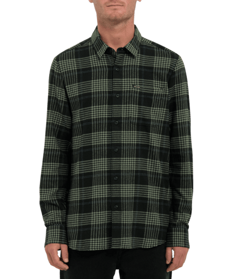 VOLCOM Caden Plaid Flannel Black Men's Long Sleeve Button Up Shirts Volcom 