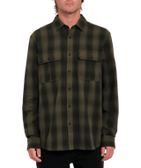 VOLCOM Shadowstone Flannel Wintermoss Men's Long Sleeve Button Up Shirts Volcom 