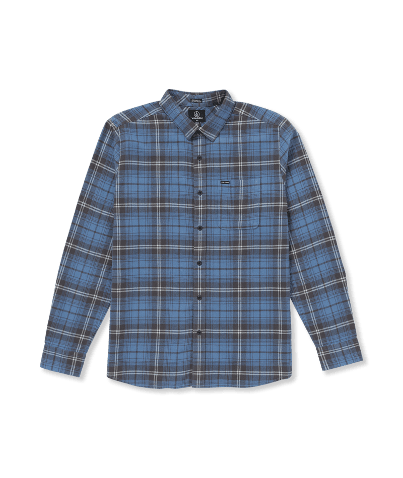 VOLCOM Caden Plaid Long Sleeve Button Up Blueberry Men's Long Sleeve Button Up Shirts Volcom 