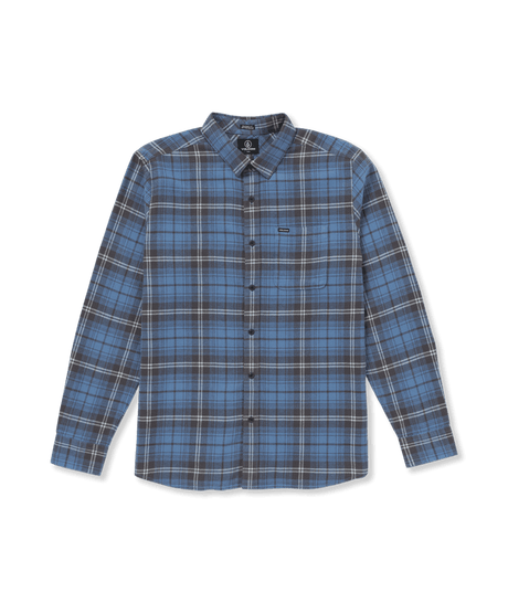 VOLCOM Caden Plaid Long Sleeve Button Up Blueberry Men's Long Sleeve Button Up Shirts Volcom 