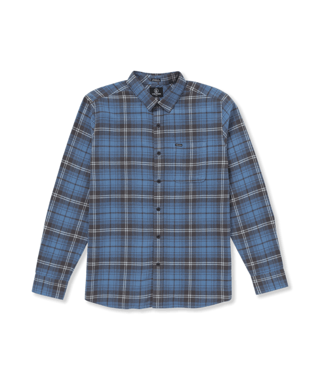 VOLCOM Caden Plaid Long Sleeve Button Up Blueberry Men's Long Sleeve Button Up Shirts Volcom 