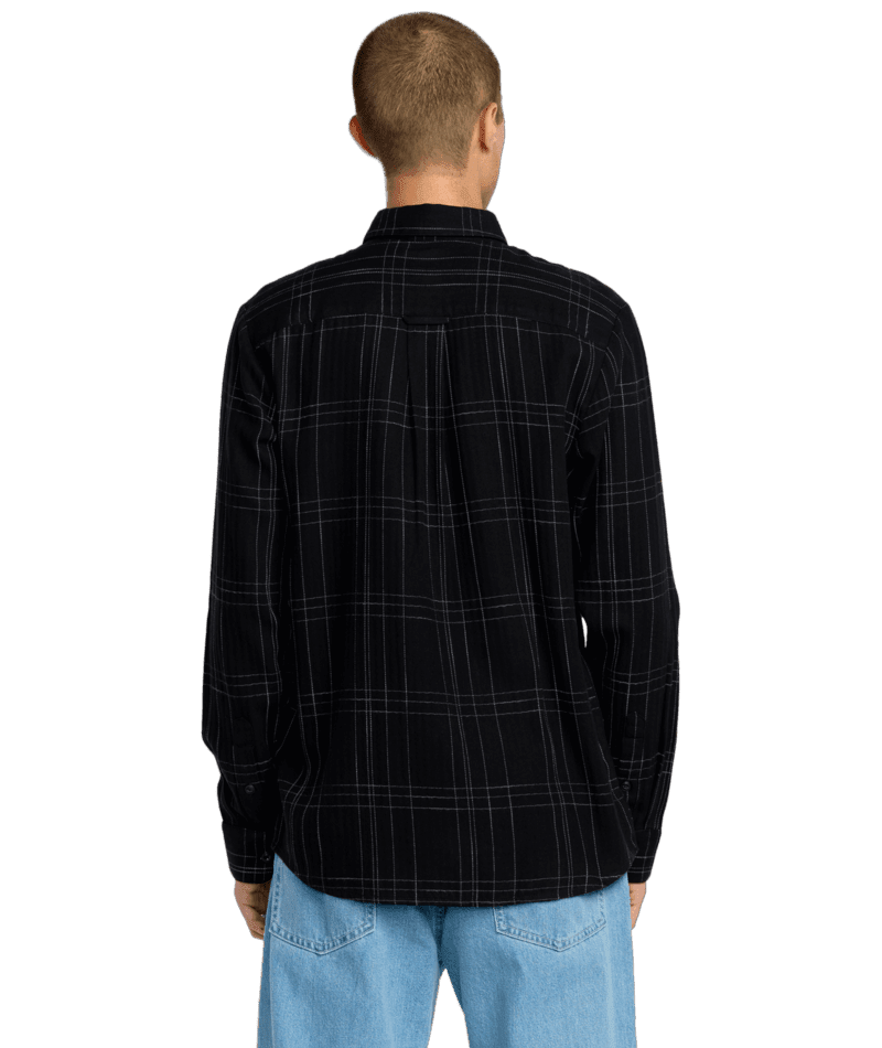 VOLCOM Date Knight Long Sleeve Button Up Black Men's Long Sleeve Button Up Shirts Volcom 