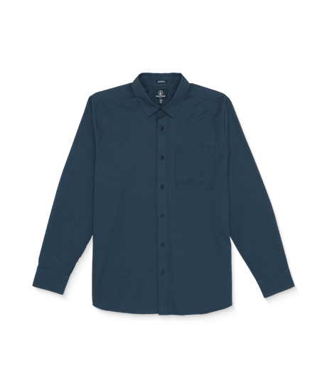 VOLCOM Date Knight Long Sleeve Button Up Navy Men's Long Sleeve Button Up Shirts Volcom 