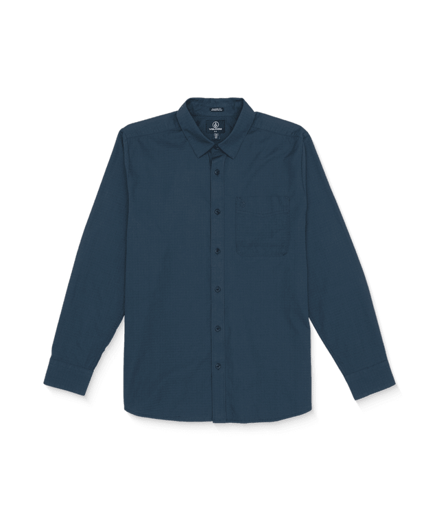 VOLCOM Date Knight Long Sleeve Button Up Navy Men's Long Sleeve Button Up Shirts Volcom 