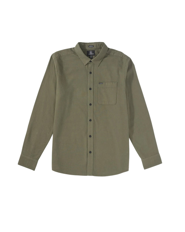 VOLCOM Caden Long Sleeve Button Up Dark Olive Men's Long Sleeve Button Up Shirts Volcom 