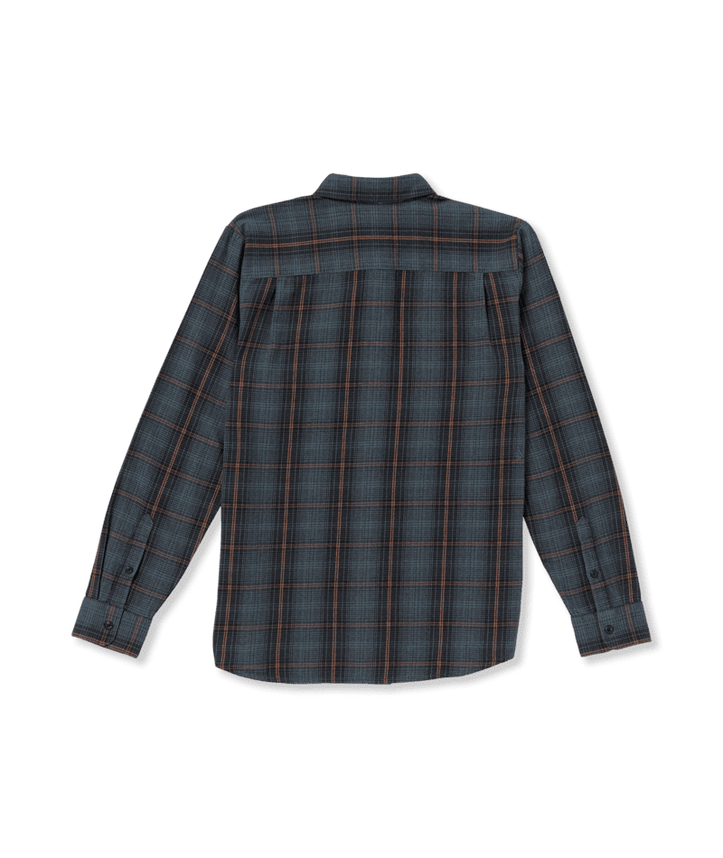 VOLCOM Heavy Twills Long Sleeve Flannel Dark Slate Men's Long Sleeve Button Up Shirts Volcom 
