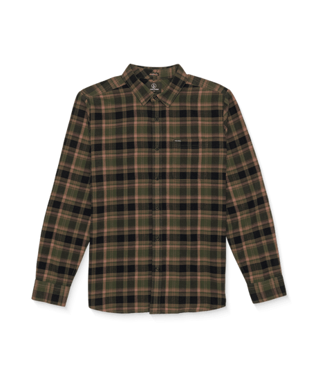 VOLCOM Caden Plaid Long Sleeve Shirt Squadron Green Men's Long Sleeve Button Up Shirts Volcom 