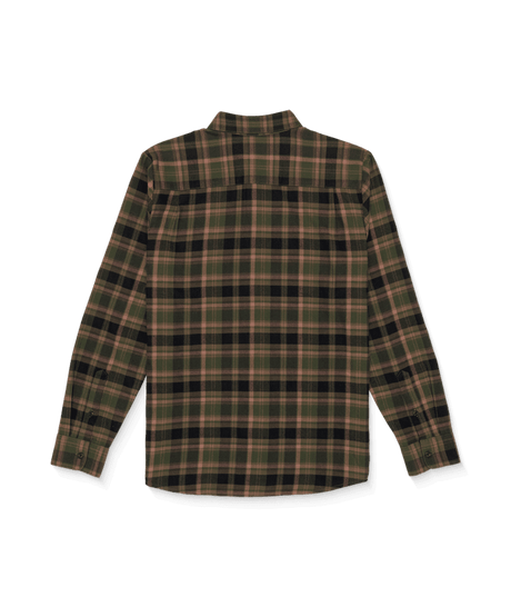 VOLCOM Caden Plaid Long Sleeve Shirt Squadron Green Men's Long Sleeve Button Up Shirts Volcom 