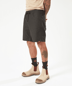 VOLCOM Workwear Caliper Elastic Waist Shorts Black Men's Walkshorts Volcom 