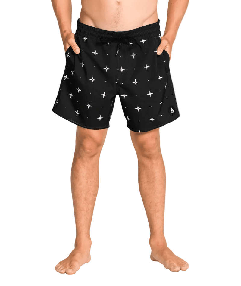 VOLCOM Lido Print Trunk Boardshorts New Black Men's Boardshorts Volcom 