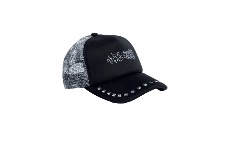 CORDUROY Stud Trucker Hat Black Men's Hats Corduroy 