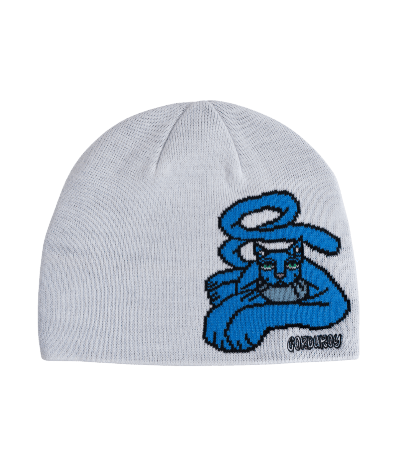 CORDUROY Blue Cat By Jamie Lynn Skully Beanie White Men's Beanies Corduroy 