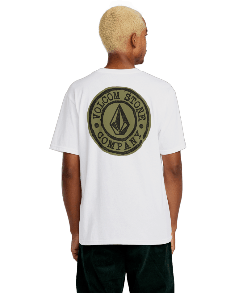 VOLCOM Logo Stamp T-Shirt White Men's Short Sleeve T-Shirts Volcom 