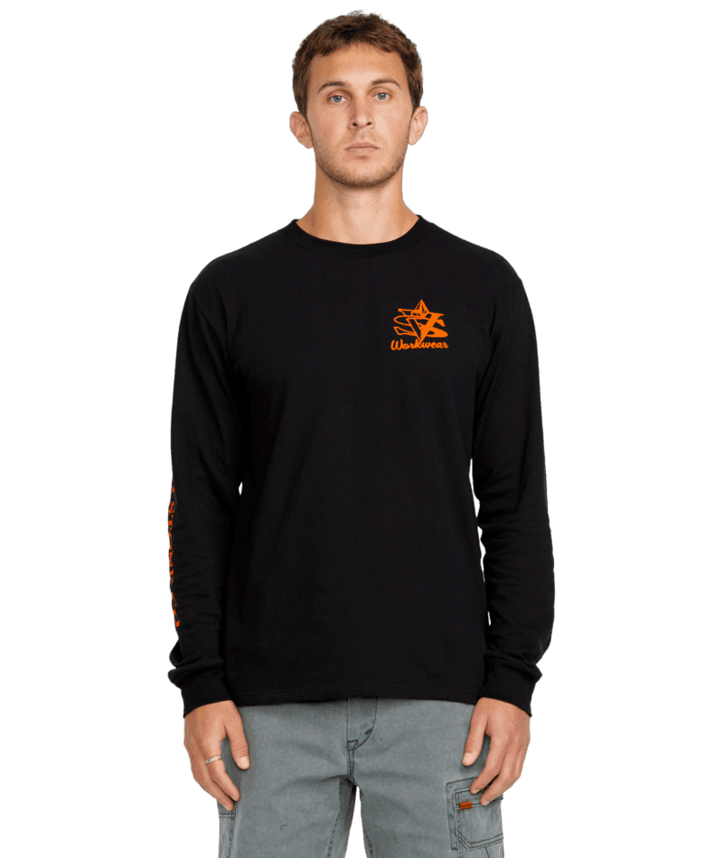 VOLCOM Workwear Excavator Long Sleeve T-Shirt Black Men's Long Sleeve T-Shirts Volcom 
