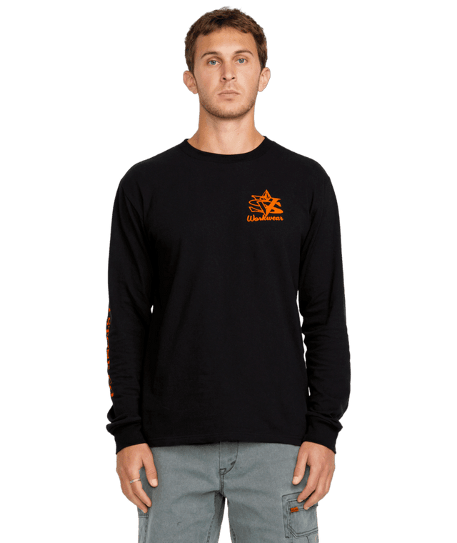 VOLCOM Workwear Excavator Long Sleeve T-Shirt Black Men's Long Sleeve T-Shirts Volcom 