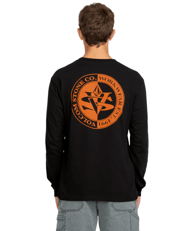 VOLCOM Workwear Excavator Long Sleeve T-Shirt Black Men's Long Sleeve T-Shirts Volcom 