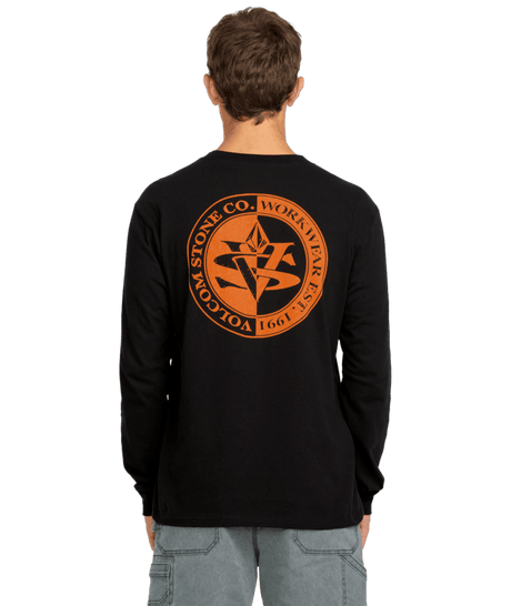 VOLCOM Workwear Excavator Long Sleeve T-Shirt Black Men's Long Sleeve T-Shirts Volcom 
