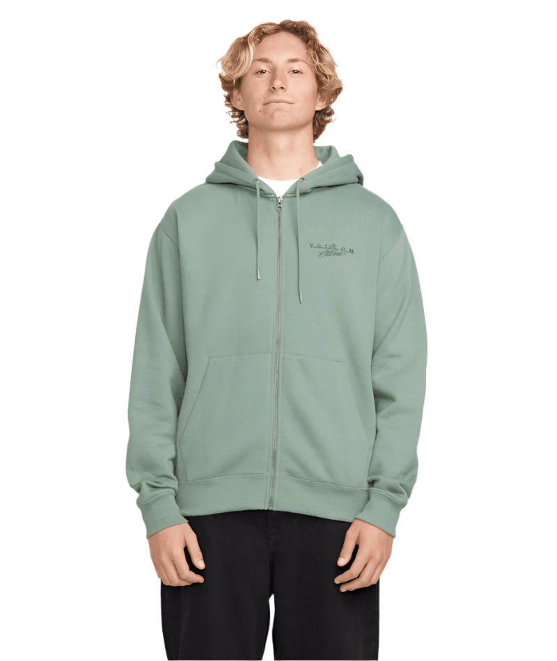 VOLCOM Calmstone Zip-Up Hoodie Light Olive Men's Zip Hoodies Volcom 