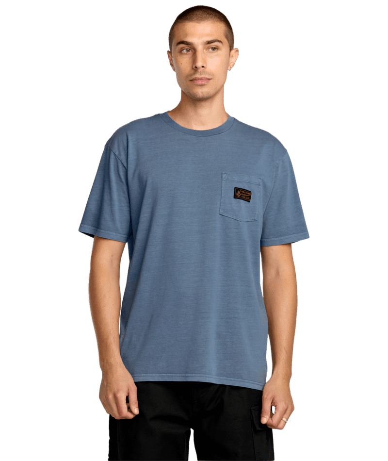 VOLCOM Workwear Certified Pocket T-Shirt Blue Wash Men's Short Sleeve T-Shirts Volcom 