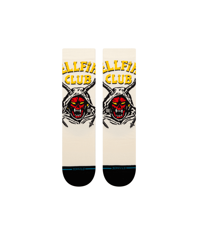 STANCE Stranger Things X Stance Hellfire Crew Socks Vintage White Men's Socks Stance 