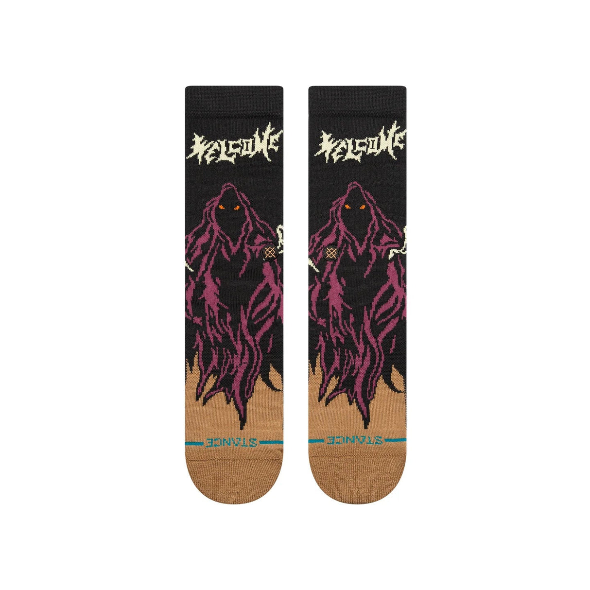 STANCE Welcome Skateboards x Stance Welcome Skelly Crew Socks Black Men's Socks Stance 