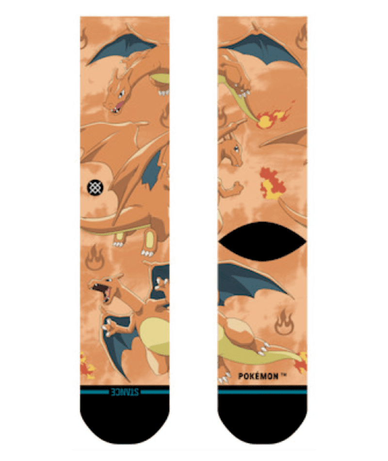 STANCE Charizard All Over Print Crew Socks Orange Men's Socks Stance 