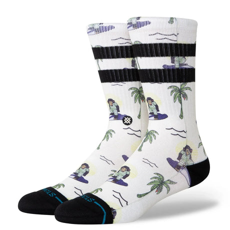 STANCE Surfin Monkey Crew Socks White Men's Socks Stance 