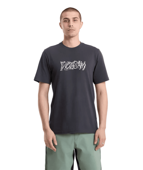 VOLCOM Destroyed T-Shirt Washed Black Men's Short Sleeve T-Shirts Volcom 