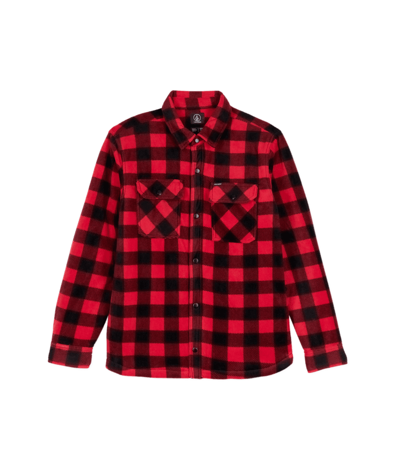 VOLCOM Bowered Fleece Button Up Lifeguard Red Men's Street Jackets Volcom 