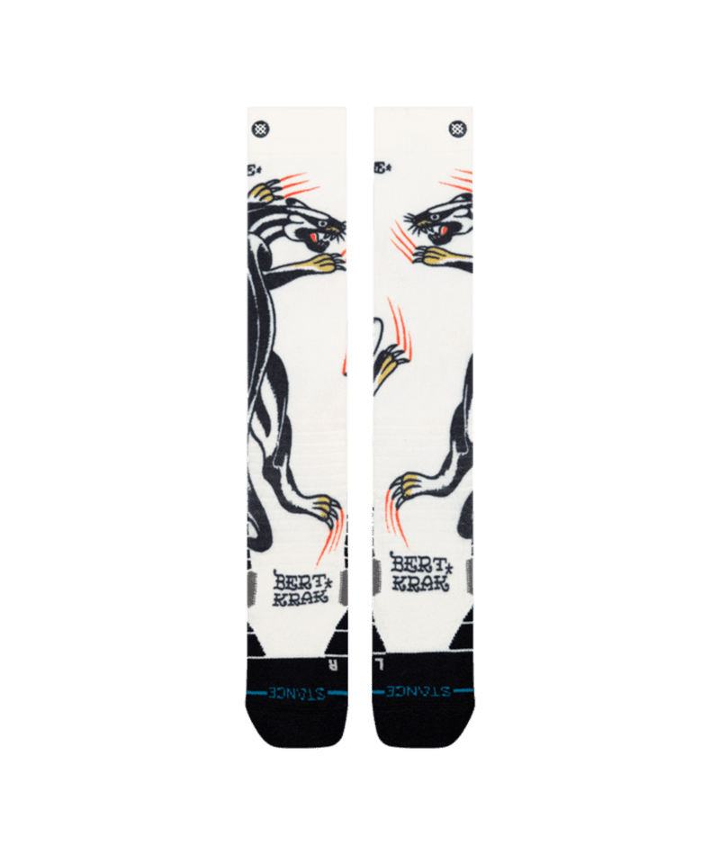 STANCE Bert Krak x Battle Mid Poly Snow Socks Cream Men's Snowboard Socks Stance 