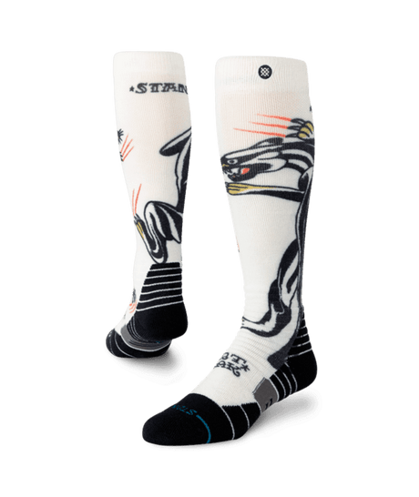 STANCE Bert Krak x Battle Mid Poly Snow Socks Cream Men's Snowboard Socks Stance 