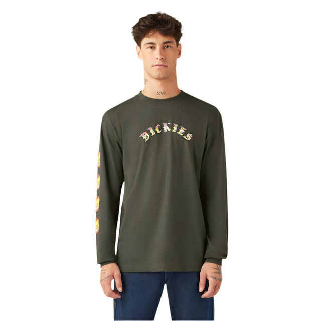 DICKIES X SPITFIRE Long Sleeve T-Shirt Olive Green Men's Long Sleeve T-Shirts Dickies 