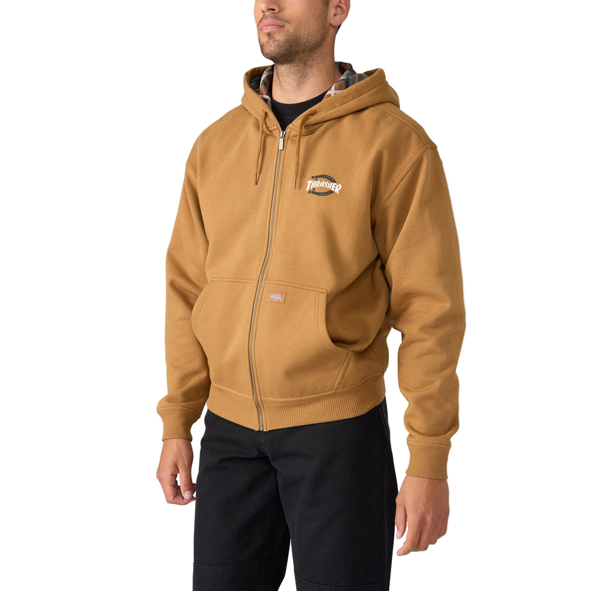 DICKIES Thrasher X Dickies Full Zip Hoodie Duck Brown Men's Zip Hoodies Dickies 