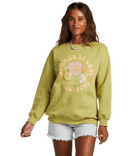 BILLABONG Women's Lovers Forever Crewneck Sweater Seaweed Women's Crewnecks Billabong 