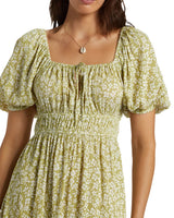 BILLABONG Women's Cabana Puff Sleeve Mini Dress Moss Joy Women's Dresses Billabong 