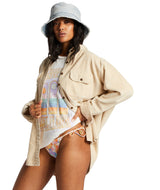 BILLABONG Women's So Stoked Cord Long Sleeve Top Antique White 2 Women's Flannels and Button Ups Billabong 
