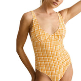 RHYTHM London Check Underwire One Piece Apricot Women's One Pieces Rhythm 