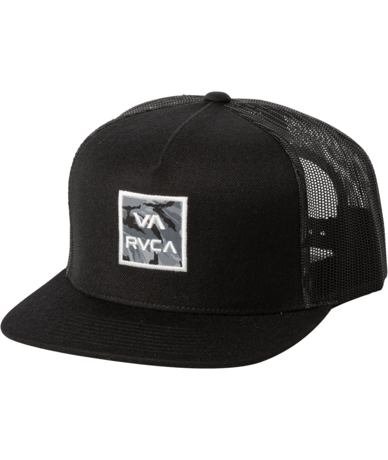 RVCA Boys VA All The Way Printed Trucker Hat Black Boy's Hats RVCA 