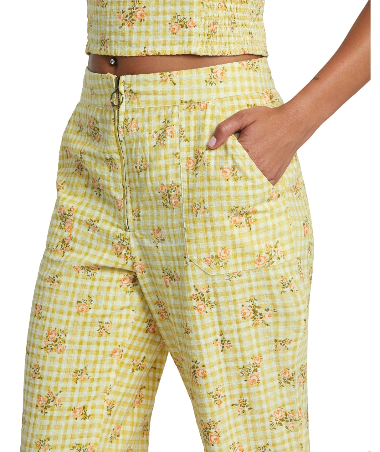 RVCA Women's Anywhere Seersucker Pants Golden Women's Pants RVCA 