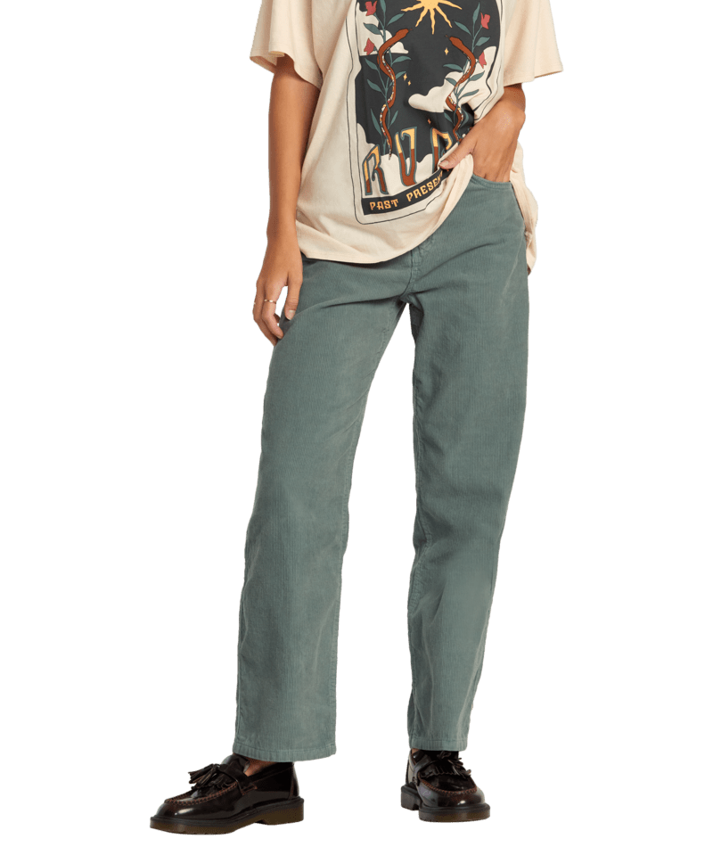 RVCA Women's Heritage Corduroy Wide Leg Pants Spinach