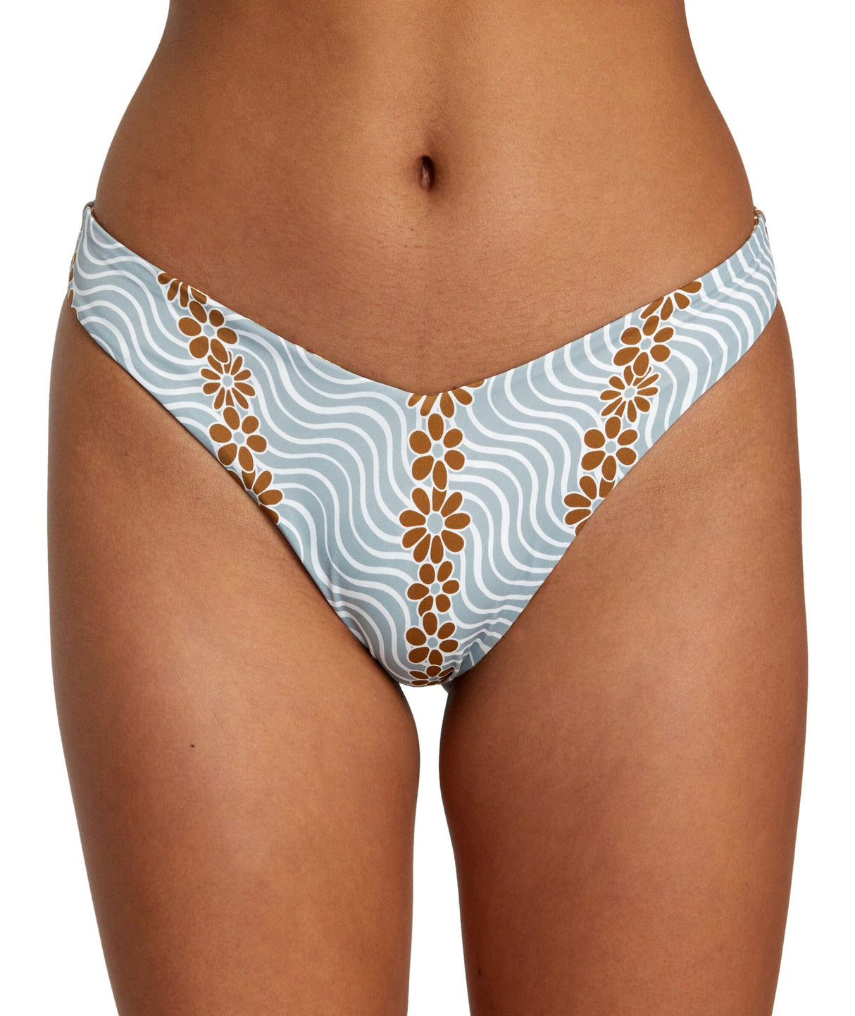 RVCA Women's MIcro Magic Reversible High Leg Bikini Bottom Shale Women's Bikini Bottoms RVCA 