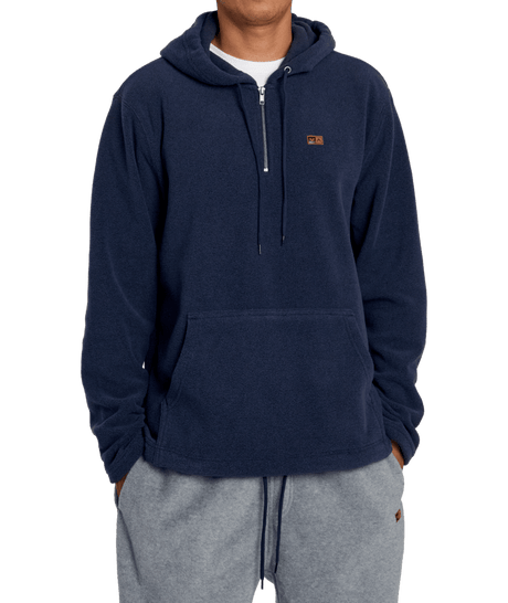 RVCA Yukon Quarter Zip Pullover Hoodie Blue Heather Men's Pullover Hoodies RVCA 