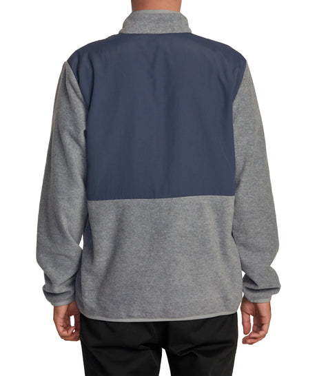 RVCA Yukon Zip Up Mock Neck Fleece Heather Grey Men's Zip Hoodies RVCA 