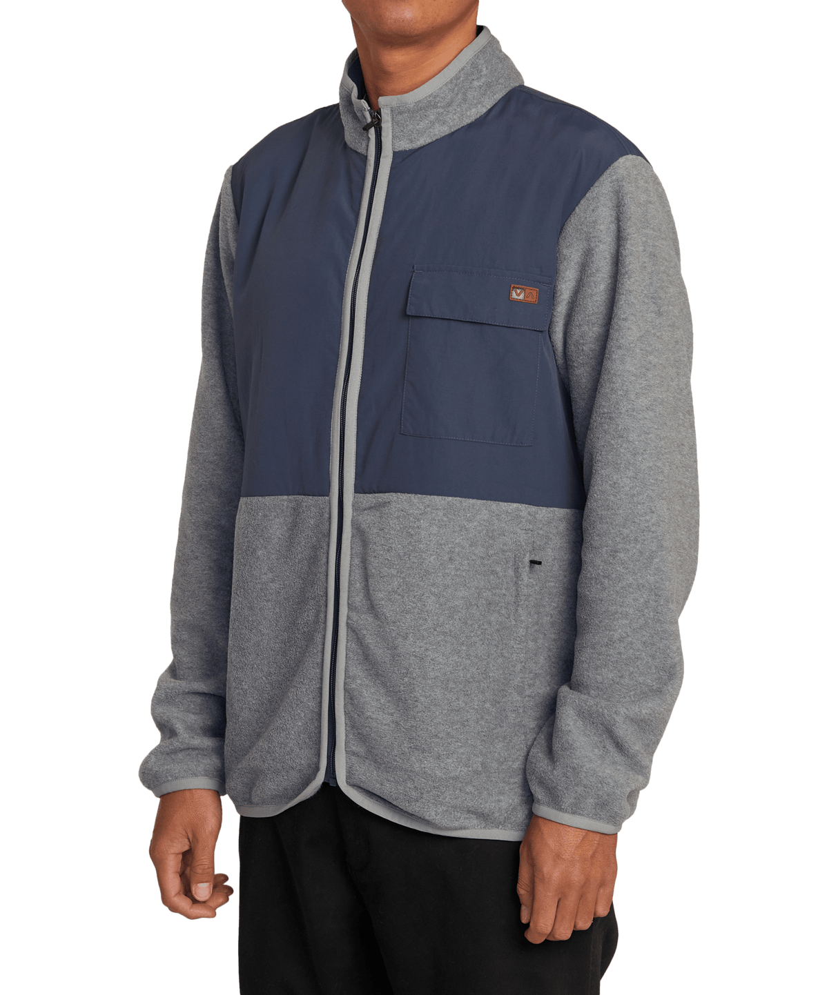 RVCA Yukon Zip Up Mock Neck Fleece Heather Grey Men's Zip Hoodies RVCA 